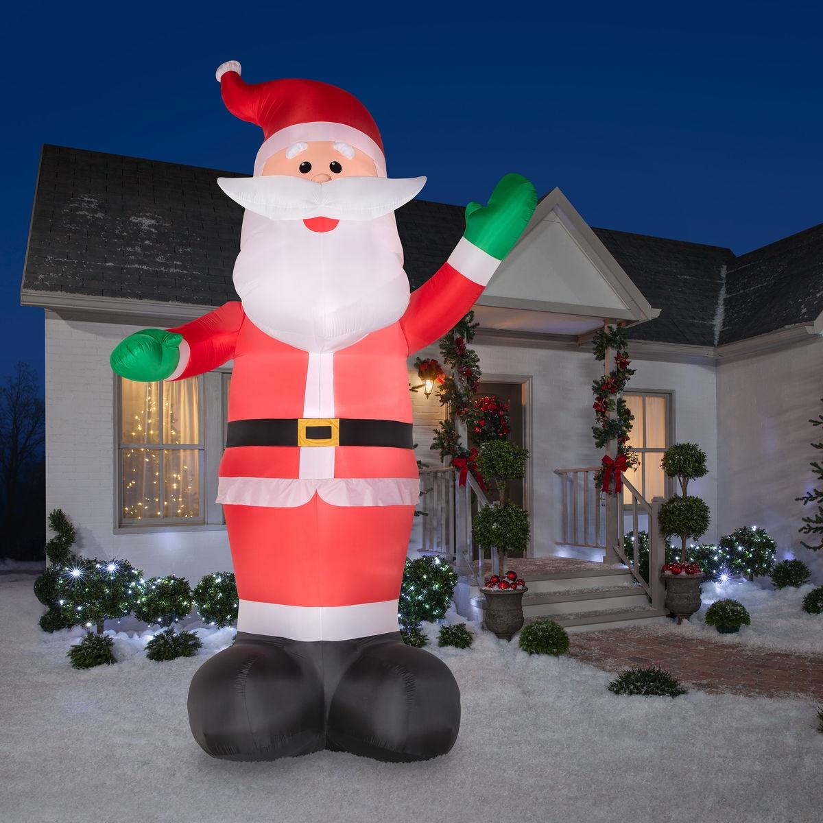 🎅🏠 Santa Claus Colosal Inflable Navideño con Luz LED – 6.10 m de Altura 🎁🎄