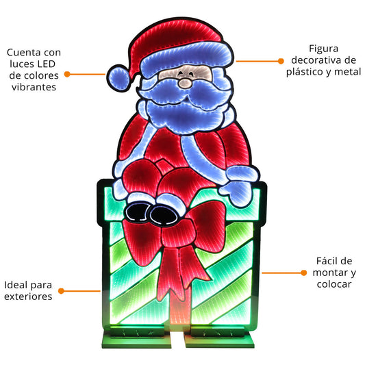 🎄✨ Santa Claus Iluminado 1.17 m – Figura Decorativa Navideña con Luces LED 🎁💡