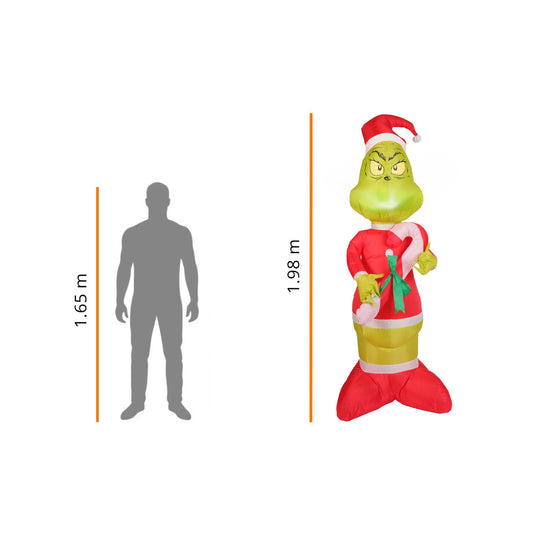 💚🎅 Grinch Inflable Navideño con Luz – 1.98 m x 0.92 m 🎁🎄