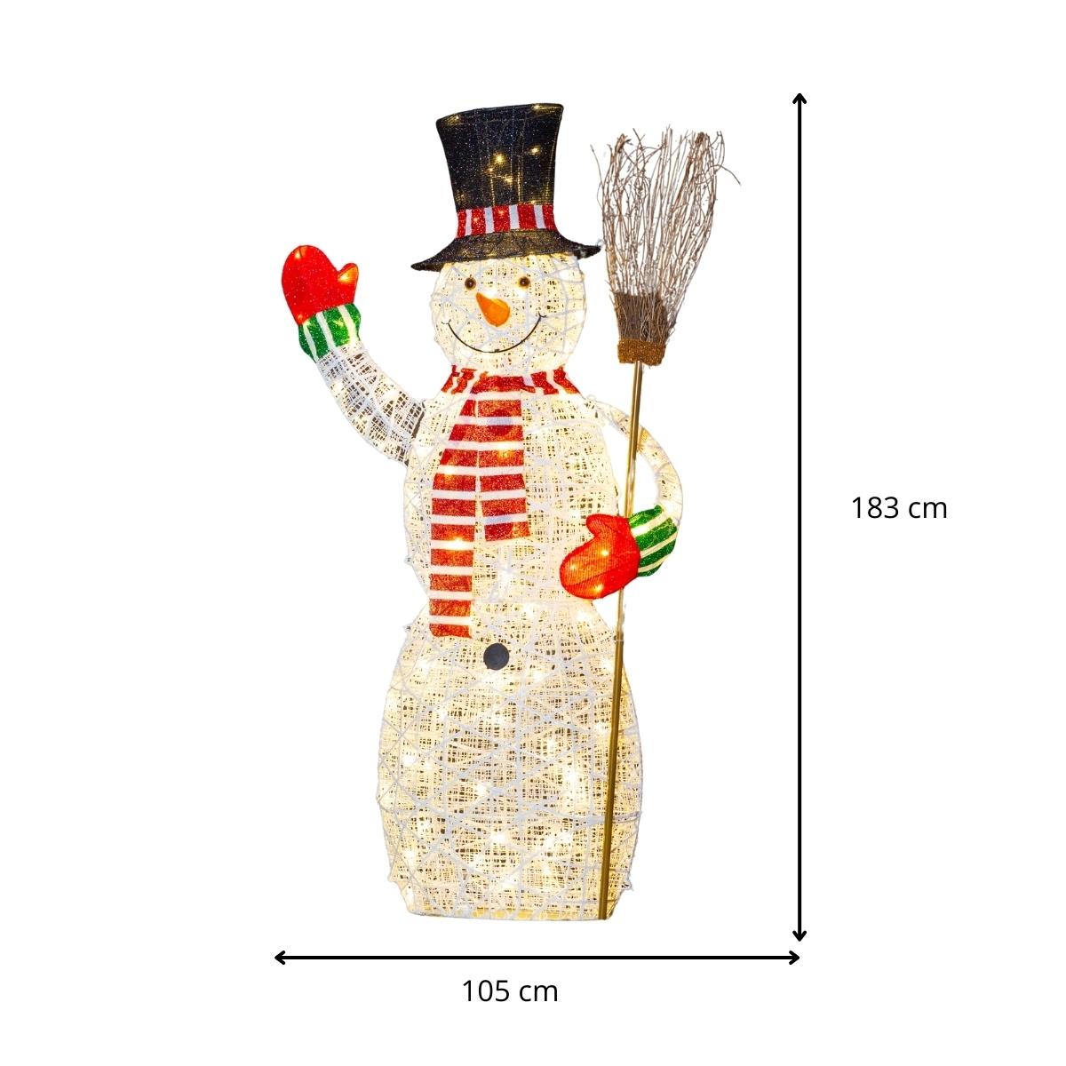 ☃️✨ Muñeco de Nieve Iluminado con Escoba – 1.83 m de Magia Invernal 🎄💡