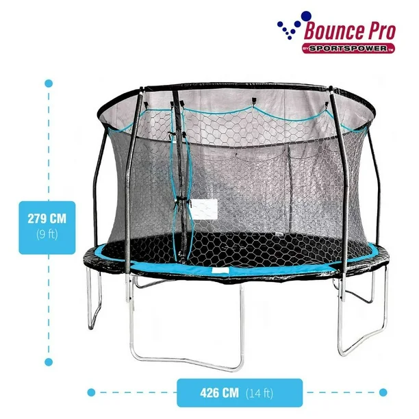 🤸♂️💙 Trampolín Bounce Pro Azul – 14 ft (4.26 m x 2.79 m) 🎯🏠