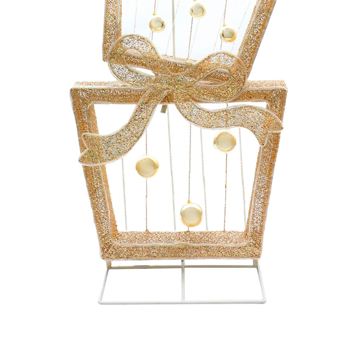 🎁💡 Set de Regalos Decorativos Iluminados de Metal – 1.82 m 🎄✨