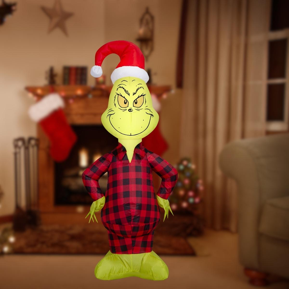💚🎅 Grinch Inflable Navideño con Luz – 1.22 m de Altura 🎁🎄