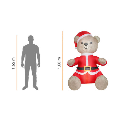 🧸🎅 Oso Santa Claus Inflable Navideño con Luz – 1.68 m x 1.00 m x 1.00 m 🎁🎄