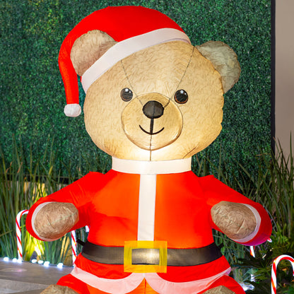 🧸🎅 Oso Santa Claus Inflable Navideño con Luz – 1.68 m x 1.00 m x 1.00 m 🎁🎄