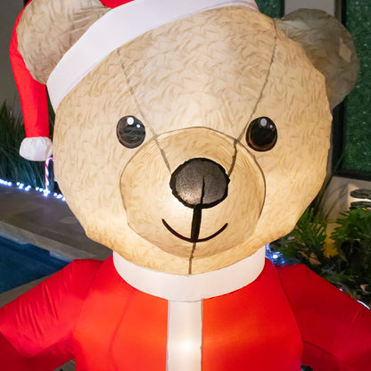 🧸🎅 Oso Santa Claus Inflable Navideño con Luz – 1.68 m x 1.00 m x 1.00 m 🎁🎄