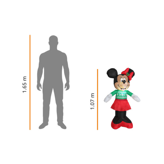 🎀🐭 Minnie Mouse Inflable Navideña con Luz – 1.07 m x 0.69 m x 0.45 m 🎁🎄
