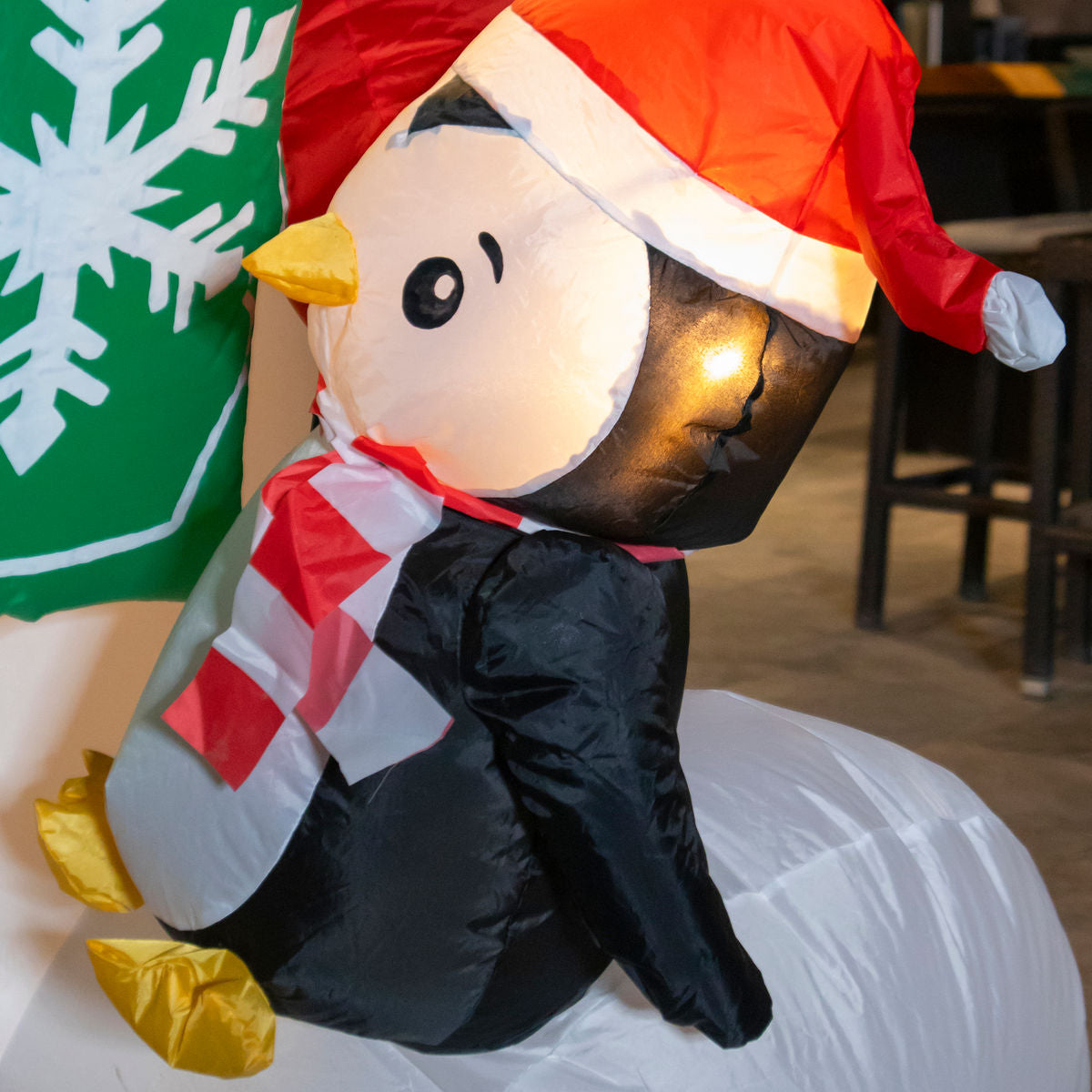 ☃️🎄Muñeco de Nieve con Pingüinos – 2.74 m Inflable Navideño de Diversión Iluminada 💡✨