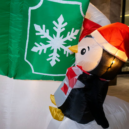 ☃️🎄Muñeco de Nieve con Pingüinos – 2.74 m Inflable Navideño de Diversión Iluminada 💡✨