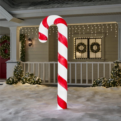 🍬🎄 Caramelo Iluminado Gigante – 2.16 m de Dulce Magia Navideña 💡✨