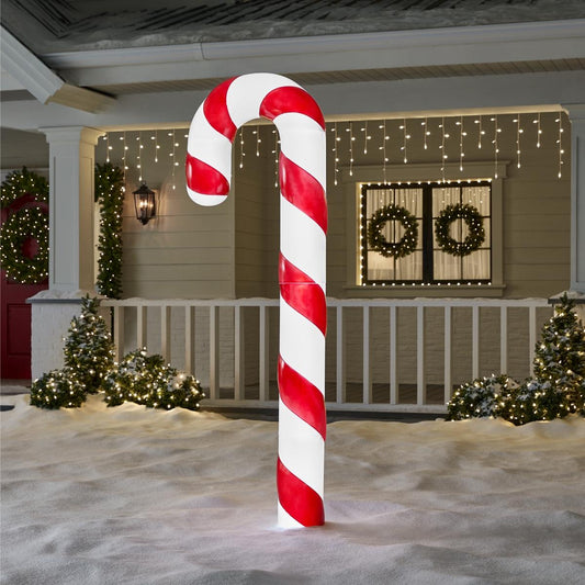 🍬🎄 Caramelo Iluminado Gigante – 2.16 m de Dulce Magia Navideña 💡✨