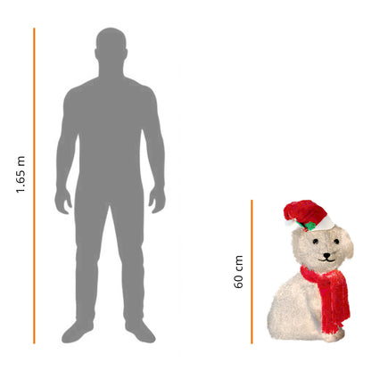 🐾🎁 Perrito Terrier Navideño Iluminado – 60 x 30 x 21 cm 🎄✨