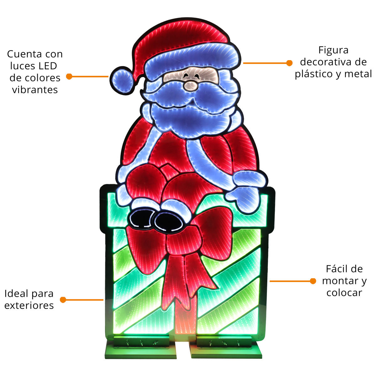 🎄✨ Santa Claus Iluminado 1.17 m – Figura Decorativa Navideña con Luces LED 🎁💡