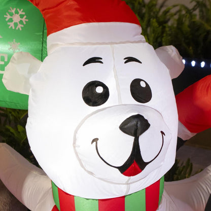 🎅🐧🧸 Escena Navideña Inflable con Luz – Santa, Pingüino y Oso 1.40 m 🎁🎄