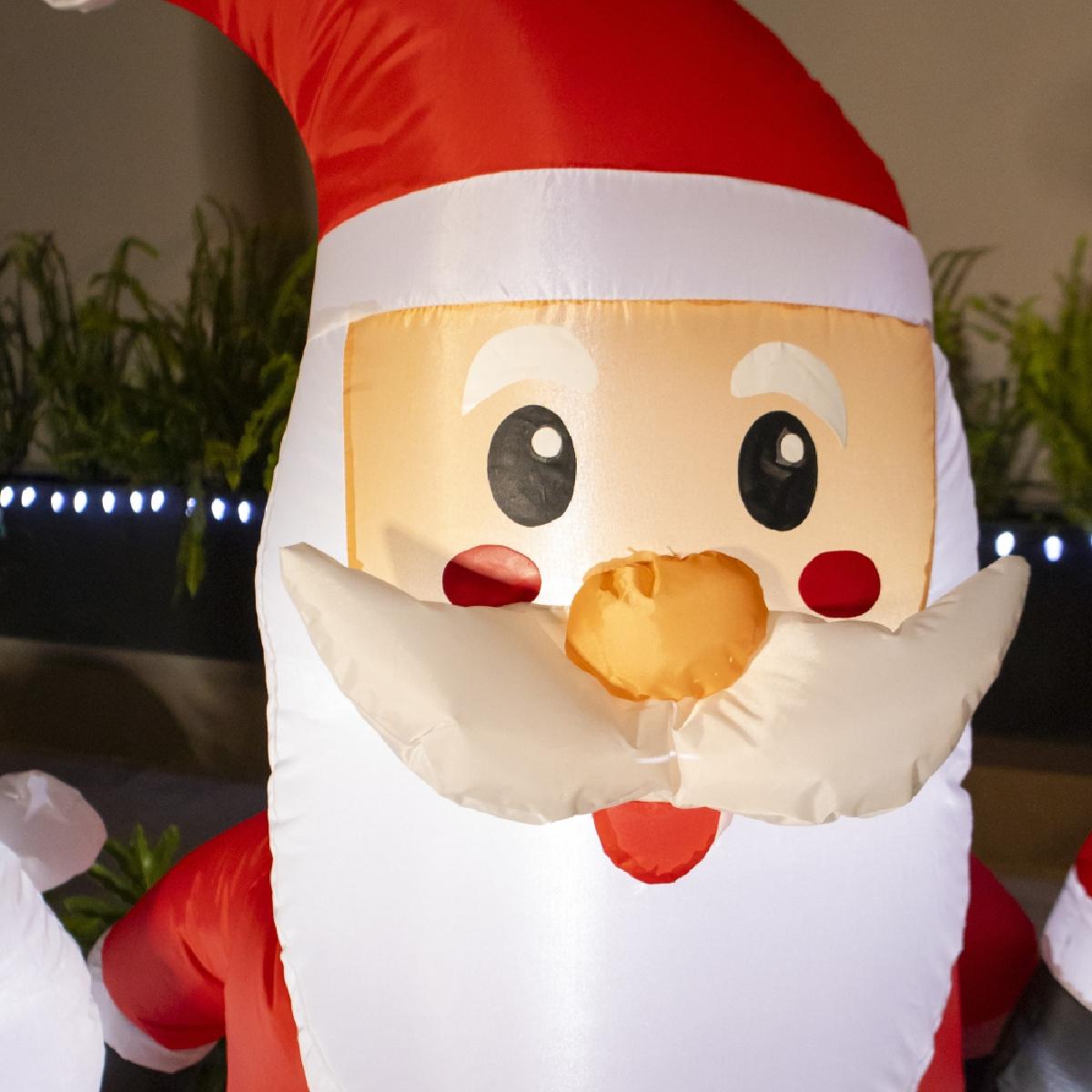 🎅🐧🧸 Escena Navideña Inflable con Luz – Santa, Pingüino y Oso 1.40 m 🎁🎄