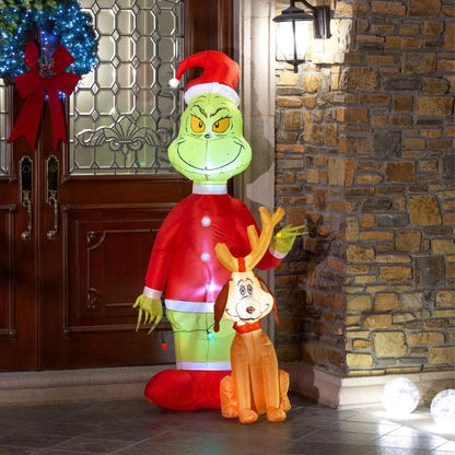 💚🎁 Escena del Grinch Inflable Navideño con Luz – 1.80 m de Altura 🎄✨
