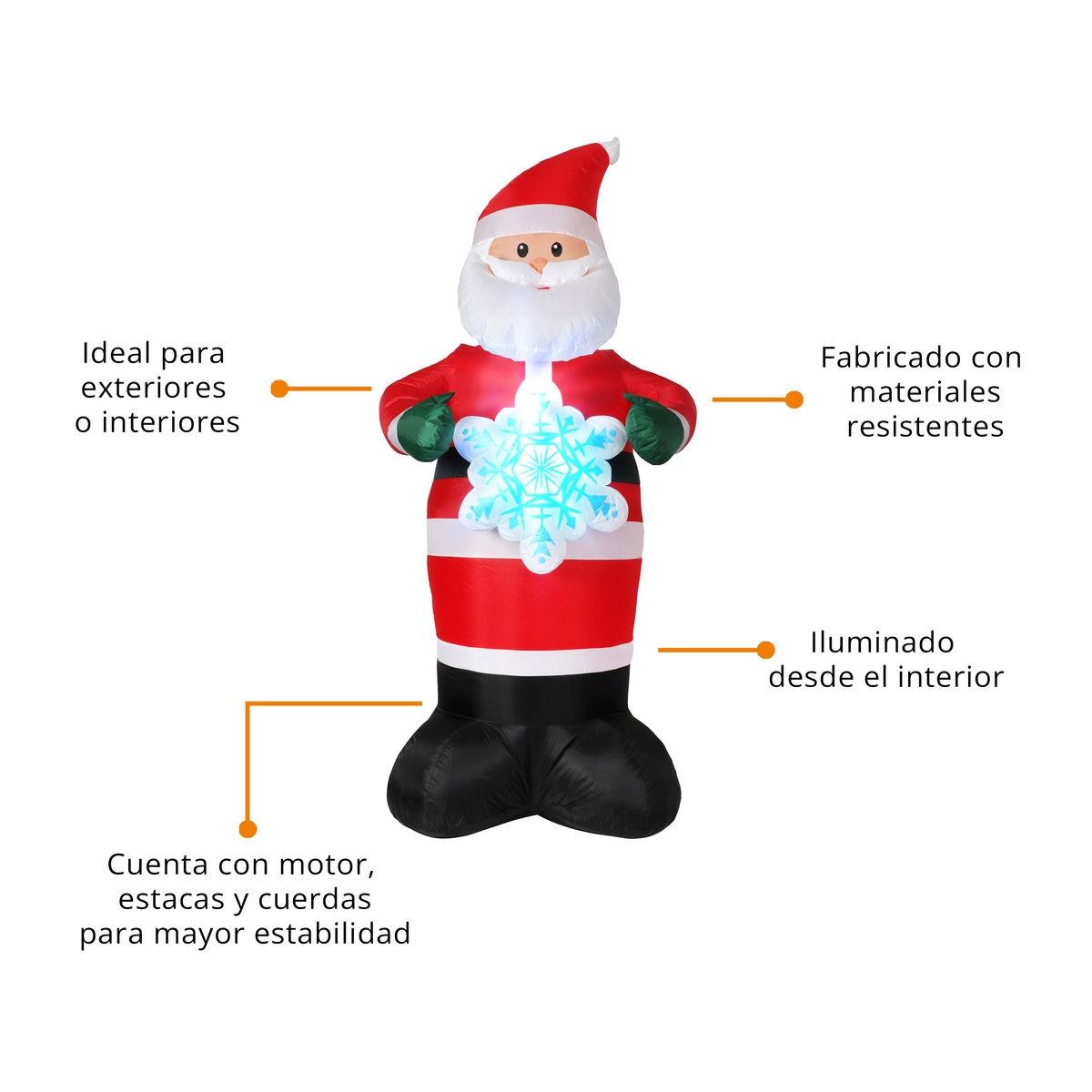 🎅🎄 Santa Claus Inflable Navideño con Luz – 2.13 m x 0.95 m 🎁✨