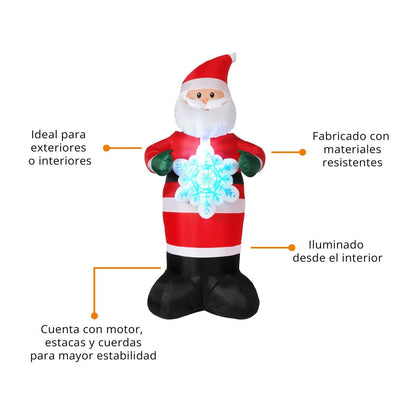 🎅🎄 Santa Claus Inflable Navideño con Luz – 2.13 m x 0.95 m 🎁✨