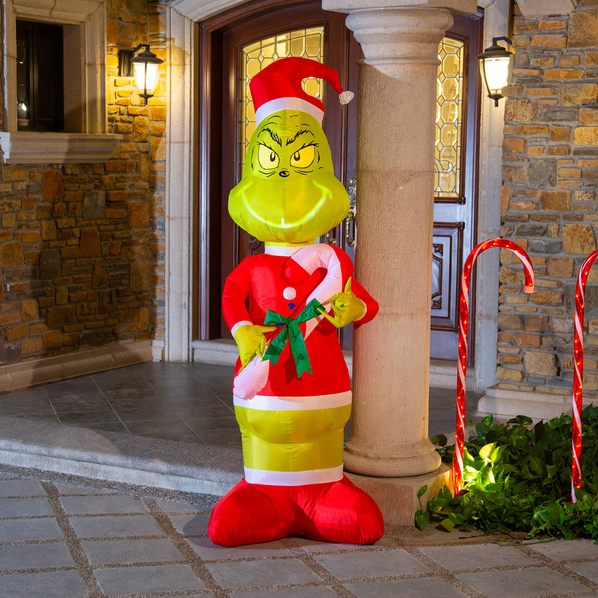 💚🎅 Grinch Inflable Navideño con Luz – 1.98 m x 0.92 m 🎁🎄