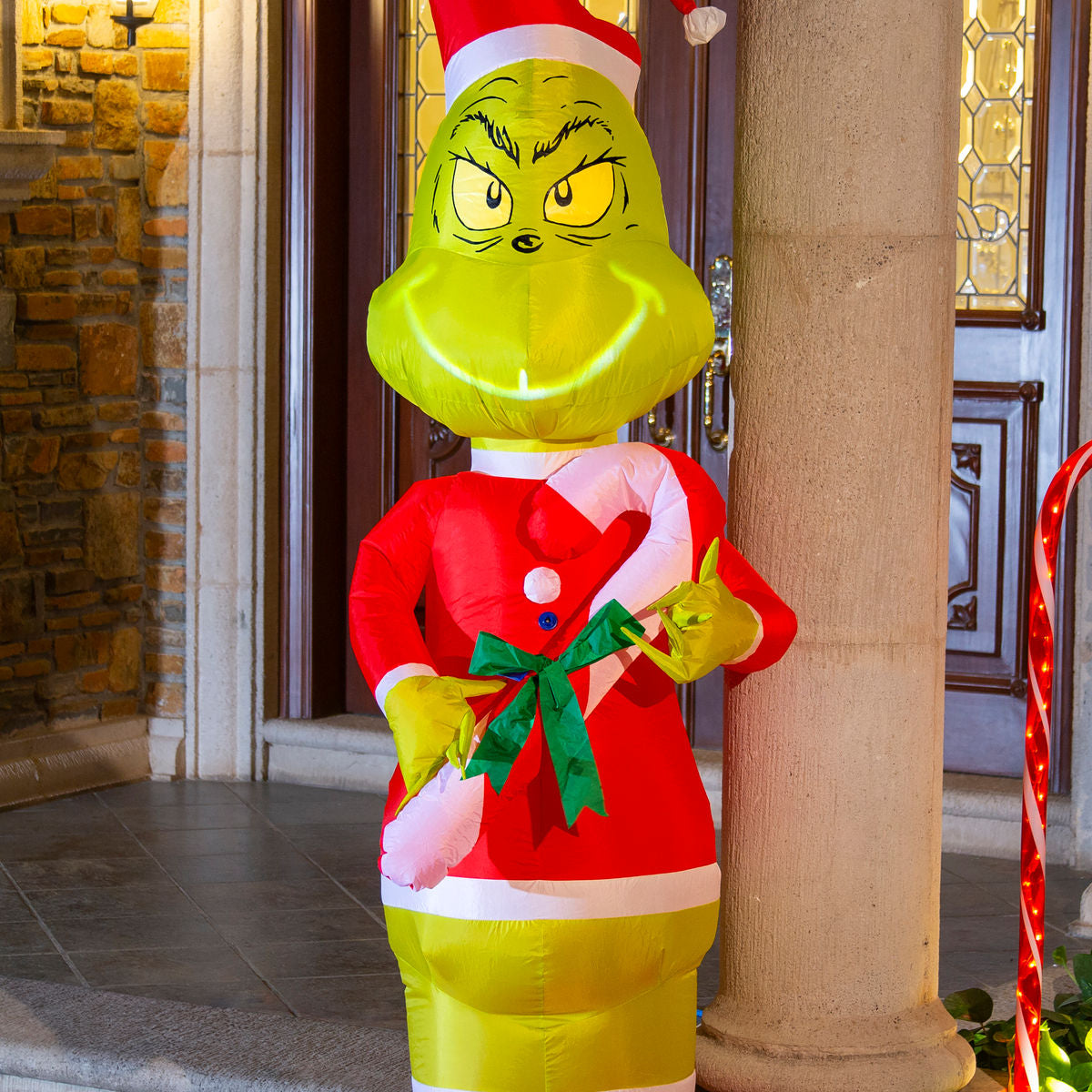 💚🎅 Grinch Inflable Navideño con Luz – 1.98 m x 0.92 m 🎁🎄