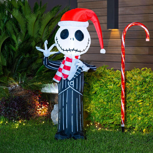 🎃🖤 Jack Skellington Inflable Navideño con Luz – 1.50 m de Altura 🎁🎄