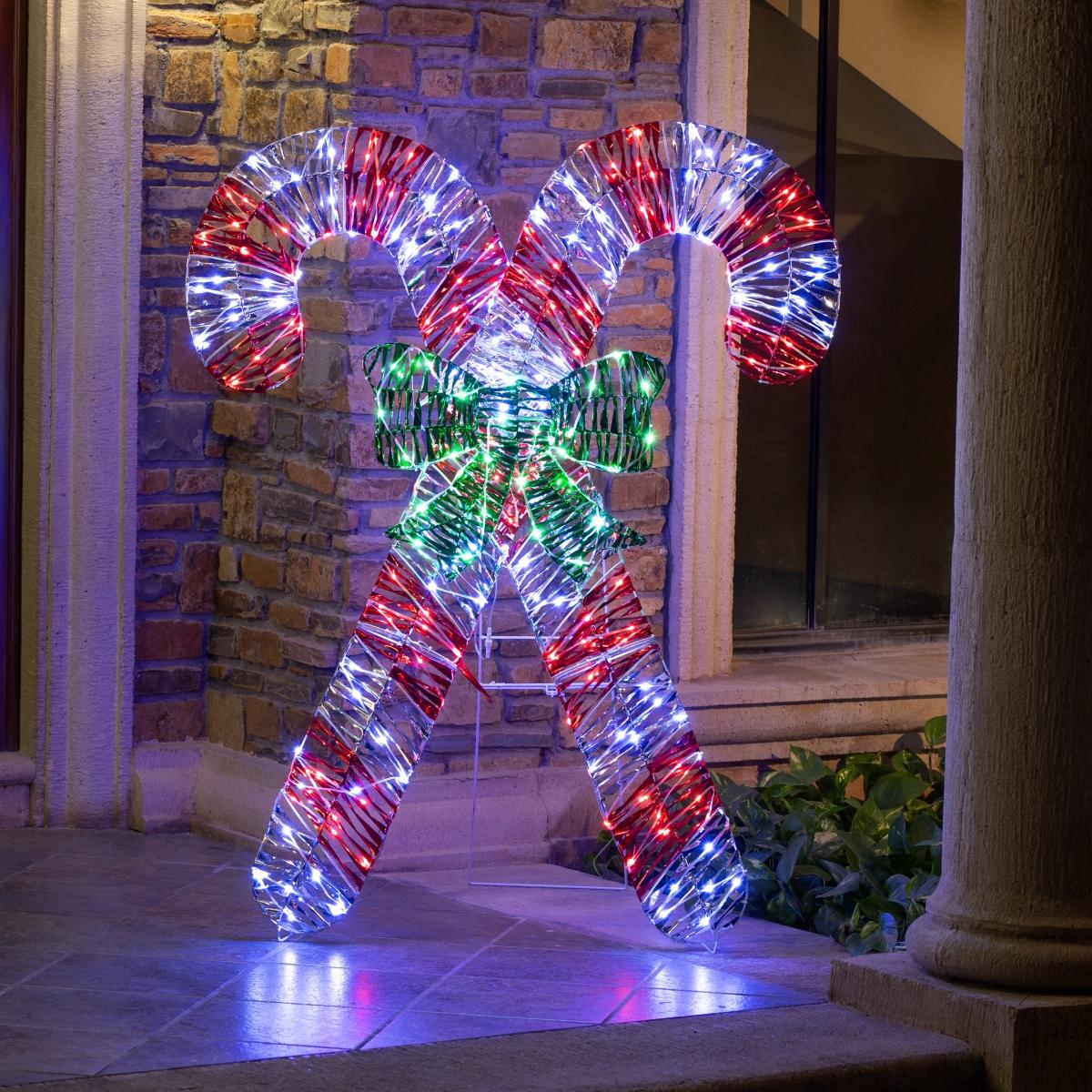 🍬✨ Caramelos Iluminados con Moño – 1.5 m de Dulce Espíritu Navideño 🎄💡