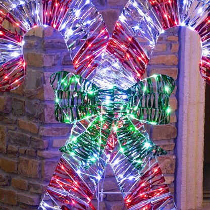 🍬✨ Caramelos Iluminados con Moño – 1.5 m de Dulce Espíritu Navideño 🎄💡