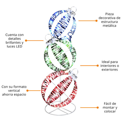 🔴🟢💛 Set de Esferas Navideñas Iluminadas Multicolor – 1.81 m x 0.70 m x 0.30 m 🎄✨