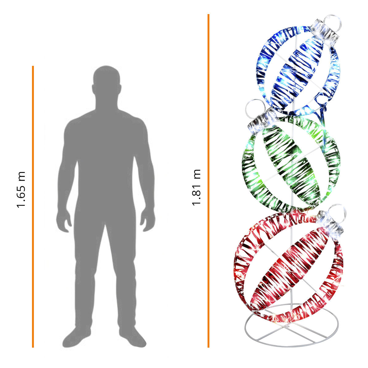 🔴🟢💛 Set de Esferas Navideñas Iluminadas Multicolor – 1.81 m x 0.70 m x 0.30 m 🎄✨