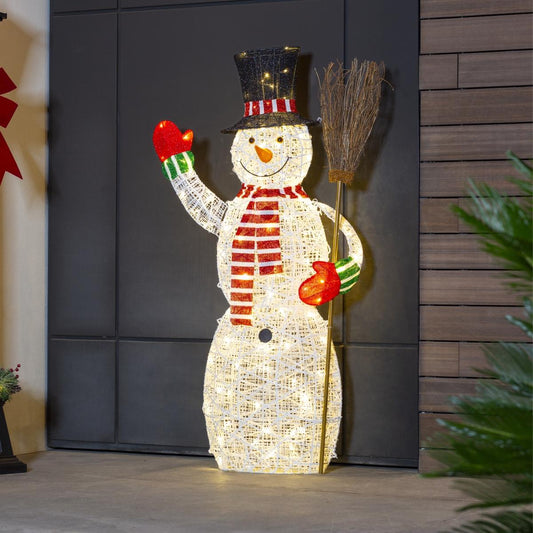 ☃️✨ Muñeco de Nieve Iluminado con Escoba – 1.83 m de Magia Invernal 🎄💡