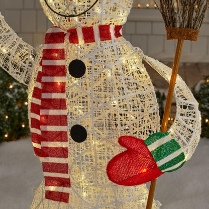 ☃️✨ Muñeco de Nieve Iluminado con Escoba – 1.83 m de Magia Invernal 🎄💡
