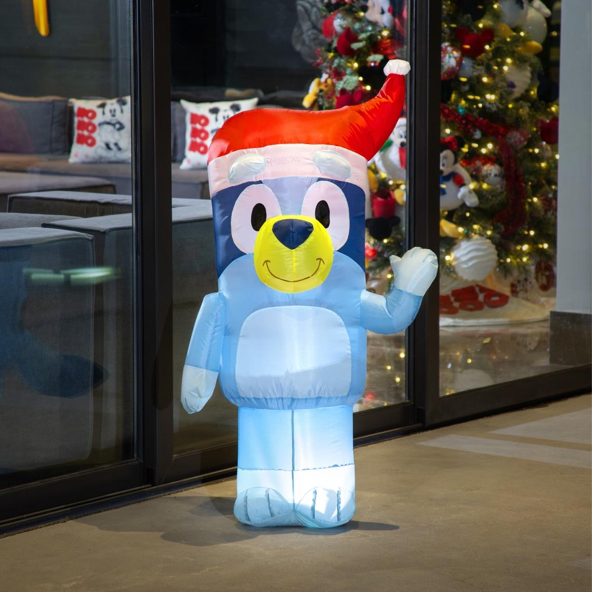 💙🎅 Bluey Inflable Navideño con Luz – 1.20 m de Altura 🎁🎄