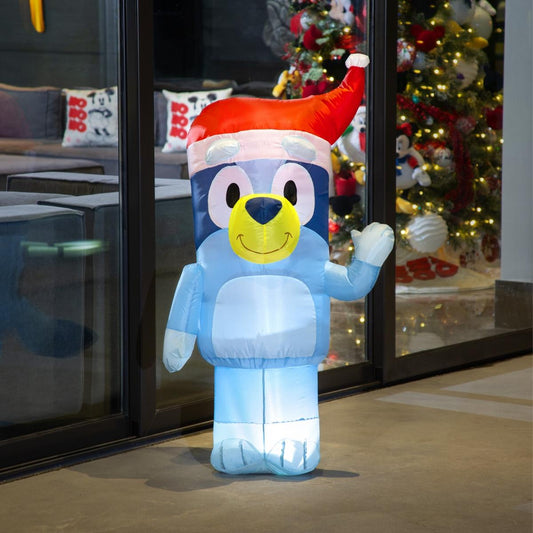 💙🎅 Bluey Inflable Navideño con Luz – 1.20 m de Altura 🎁🎄