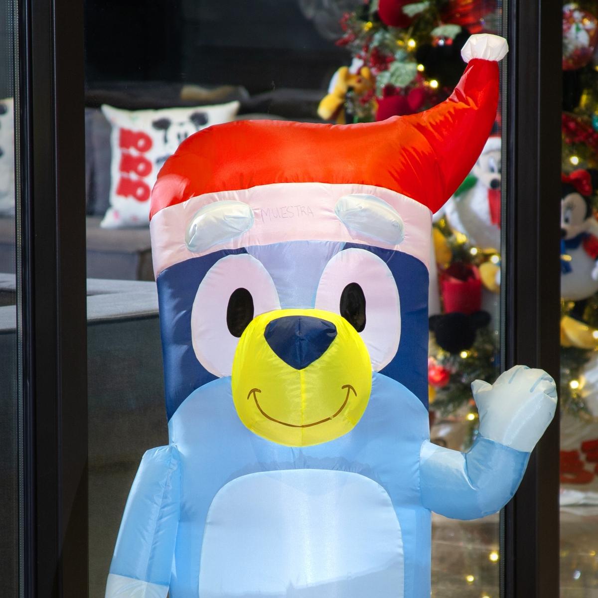 💙🎅 Bluey Inflable Navideño con Luz – 1.20 m de Altura 🎁🎄