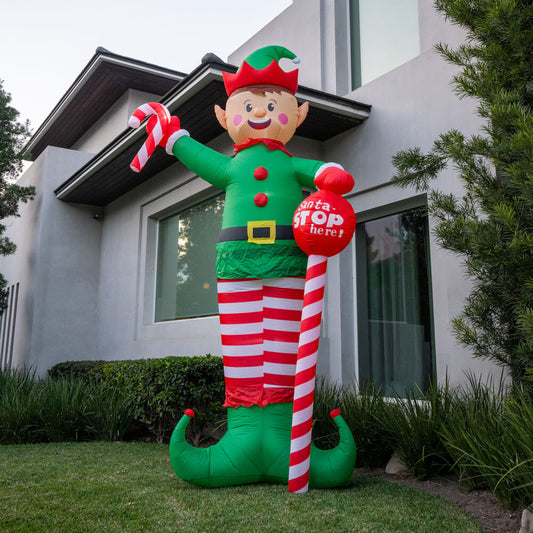 🧝‍♂️🎄 Elfo Gigante Inflable con Luz – 4 Metros de Altura 🎁✨