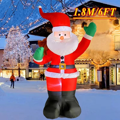 Santa Claus Inflable 1.8M 🎁 con Iluminación LED y Bolsa de Regalos ✨