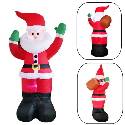 Santa Claus Inflable 1.8M 🎁 con Iluminación LED y Bolsa de Regalos ✨