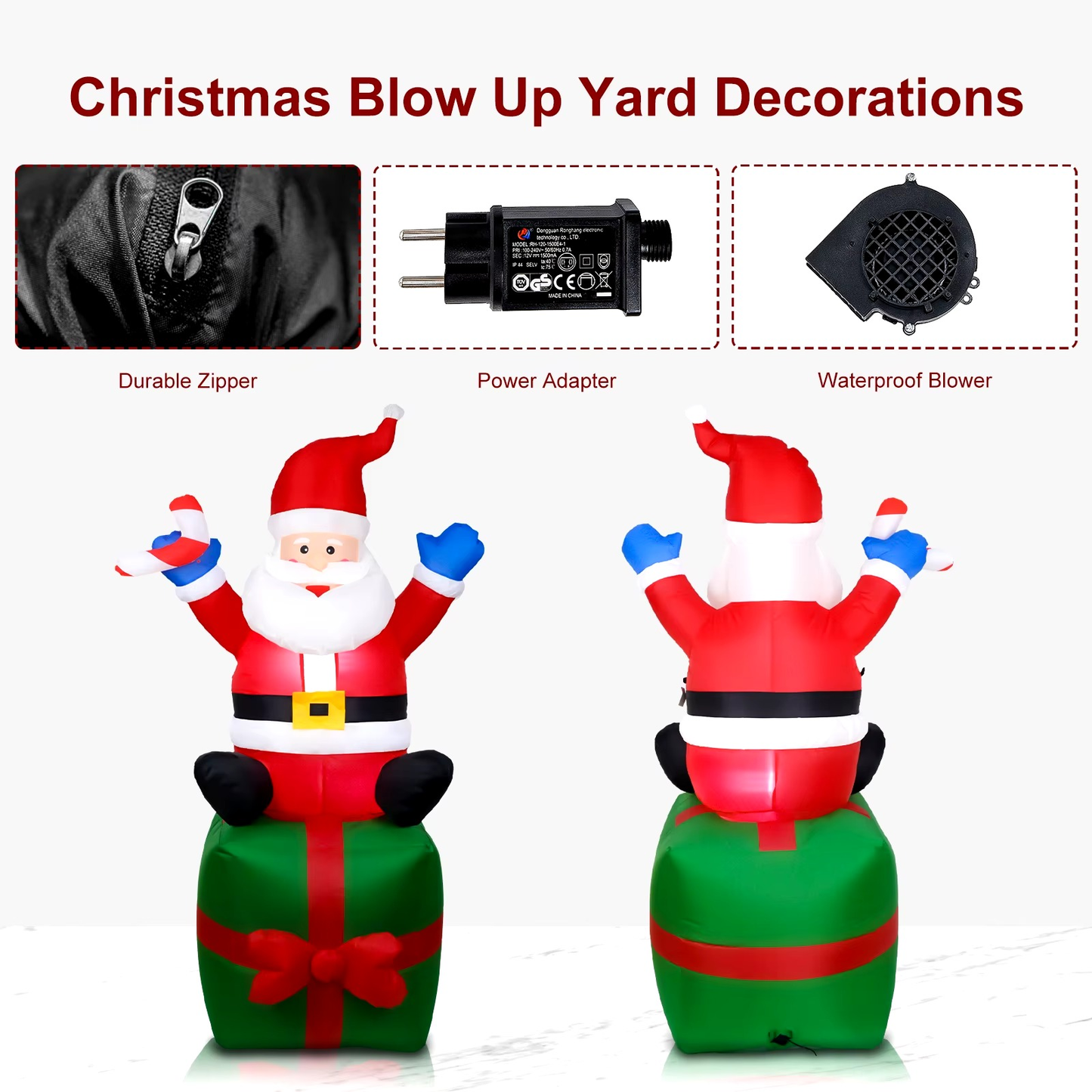 🎅 Santa Claus 1.8M Inflable Navideño con Iluminación LED 🌟 - ¡Decora tu Jardín esta Navidad! 🎄✨